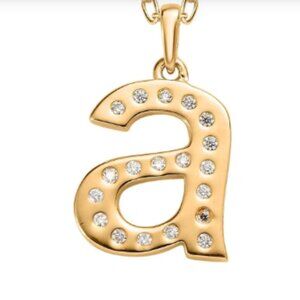 Initial A Moissanite Pendant with Cable Chain 20 Inches